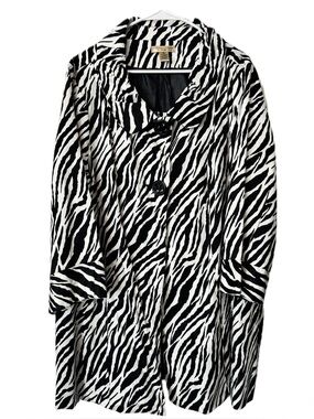 Ecologie Zebra Print Jacket Blazer Black White Statement Coat Size 2X
